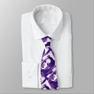 Purple People Woman Portrait Original Art Neck Tie