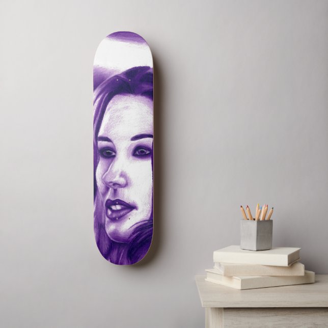 Purple People Woman Portrait Original Art Skateboard Deck (Wall Art)