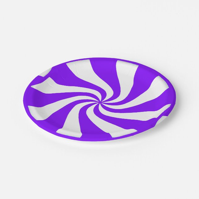 Purple Peppermint Candy Swirls Paper Plates (Angled)