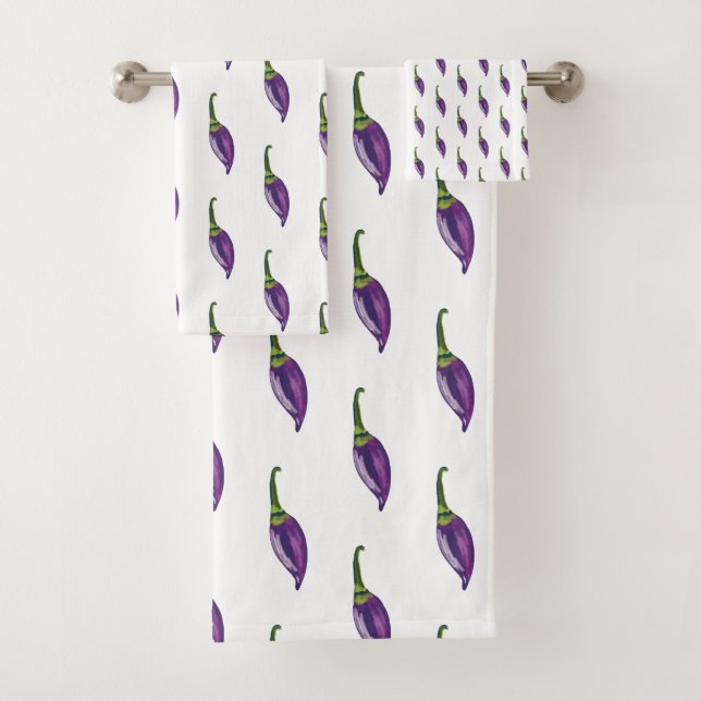 Purple Peppers Bath Towel Set (Insitu)