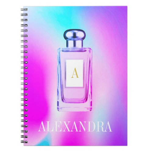 Purple Perfume Bottle Chic Monogram Personal  Notebook