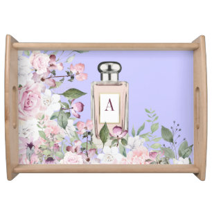 Purple Perfume Bottle Floral Pretty Mothers Day Serving Tray