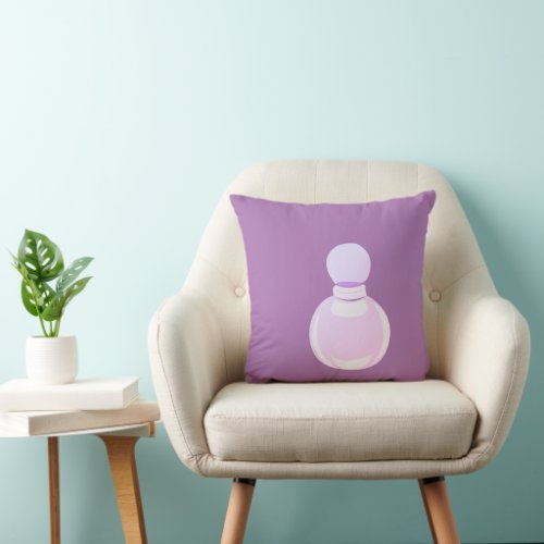 Purple Perfume Bottle Throw Pillow