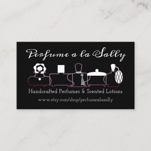 Purple perfume bottles scent lotions business card