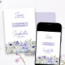 Purple Peri Girly Floral Mis Quince Save The Date