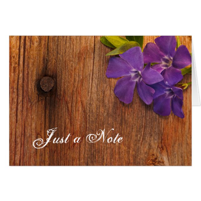 Purple Periwinkle and Barn Wood Just a Note Cards (Front Horizontal)