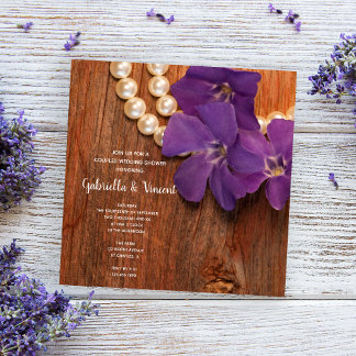Purple Periwinkle Barn Wood Country Couples Shower Invitation