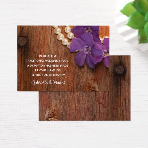 Periwinkle &amp; Pearls Country Wedding Charity Favor Business Cards