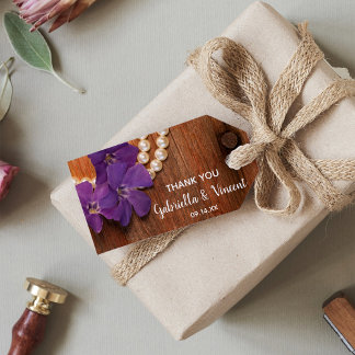 Purple Periwinkle Barn Wood Wedding Favor Tags