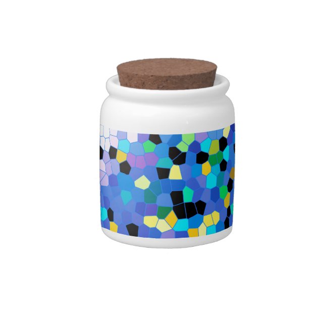 Purple Periwinkle Blue & Black Mosaic Pattern Candy Jar (Right)