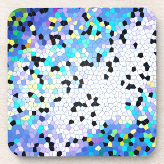 Purple Periwinkle Blue & Black Mosaic Pattern Drink Coaster
