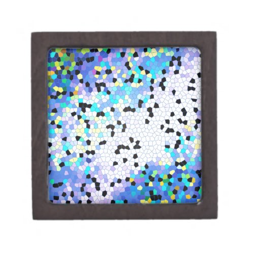 Purple Periwinkle Blue  Black Mosaic Pattern Keepsake Box