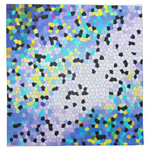 Purple Periwinkle Blue & Black Mosaic Pattern Napkin