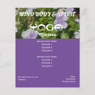 Purple periwinkle flowers Yoga A5 flyer