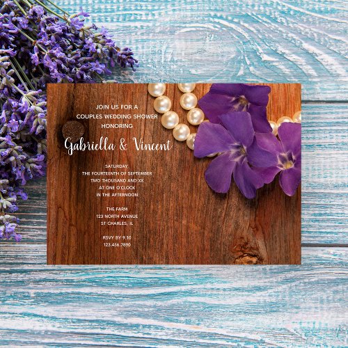 Periwinkle and Pearls Country Couples Shower Invitation
