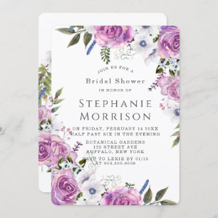 Purple Periwinkle Peony Bridal Shower Invitation
