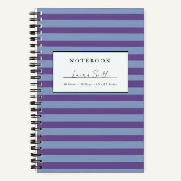 Purple & Periwinkle Striped Personalized Notebook