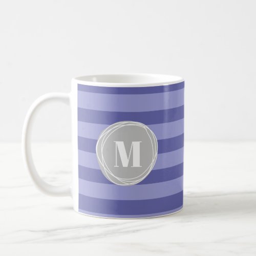 Purple Periwinkle Stripes Monogram Coffee Mug