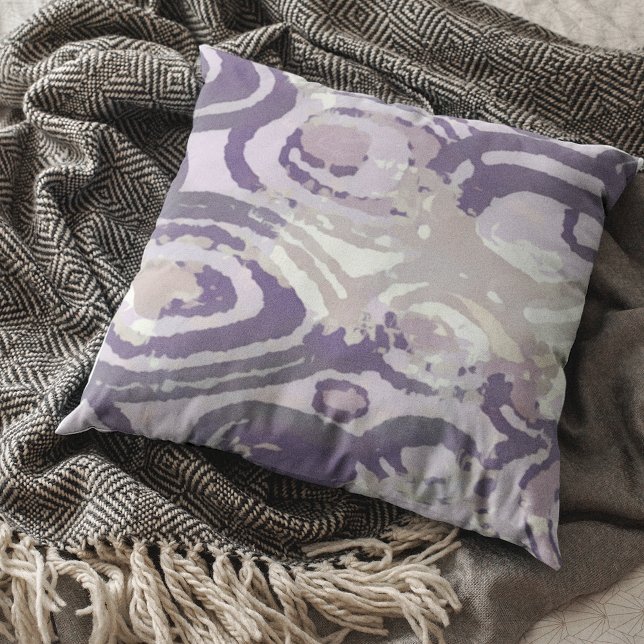 Purple Periwinkle Violet Taupe Mauve Art Circles Throw Pillow (Creator Uploaded)