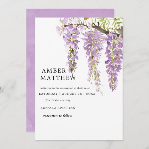 Purple Periwinkle Watercolor Wisteria Wedding