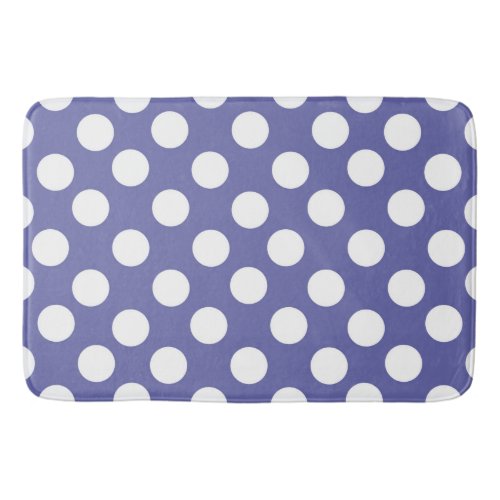 purple periwinkle white polka dots bath mat