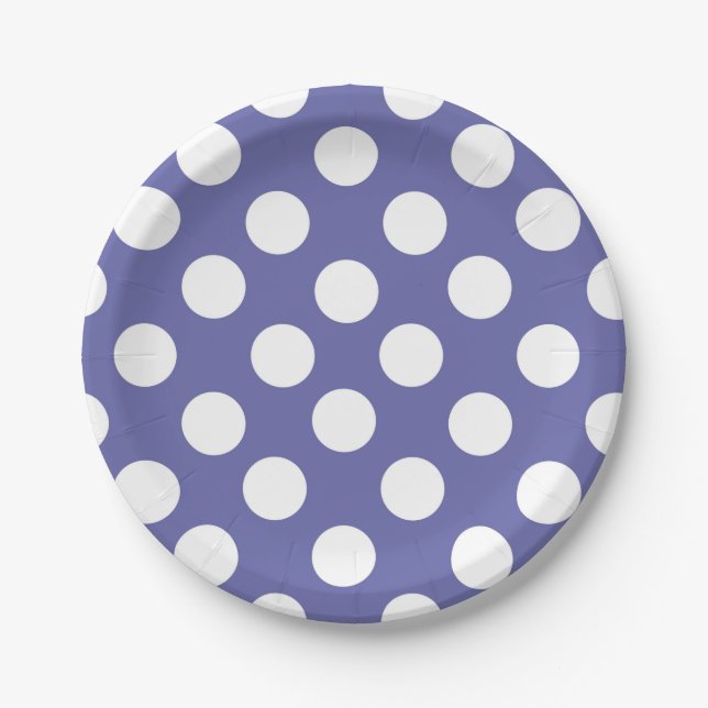 purple periwinkle | white polka dots paper plates (Front)
