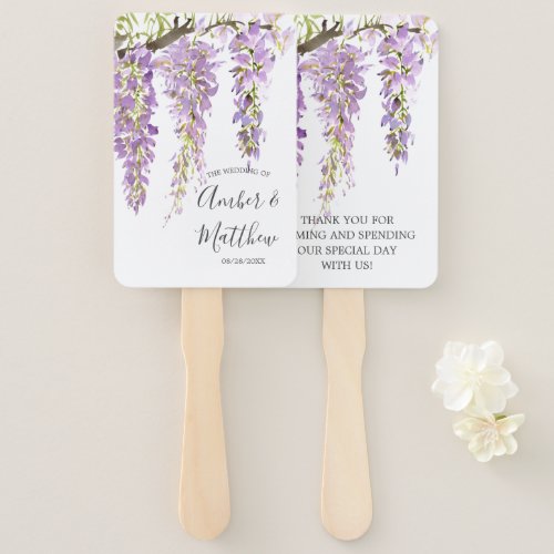 Purple Periwinkle Wisteria Vine Wedding Hand Fan