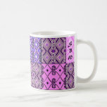 Purple Persian Patchwork (Personalized Mug) Coffee Mug<br><div class="desc">Patchwork Fans! This cool ceramic mug is like no patchwork quilt you've ever seen! Beautiful blend of Persian tile patterns in harmonious shades of violet, purple, pinks, mauves & black - PLUS a customizable text field for your First Name & a 2nd field for your 3-Letter Monogram! (be sure to...</div>