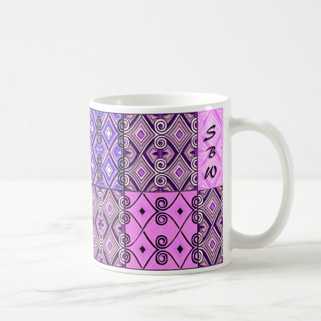 Purple Persian Patchwork (Personalized Mug) Coffee Mug (Right)