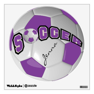 Purple Personalize Soccer Ball Wall Decal