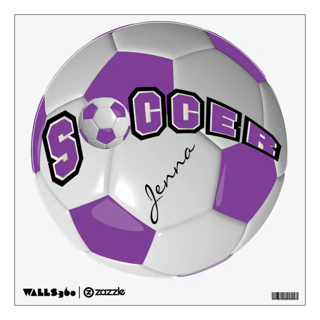 Purple Personalize Soccer Ball Wall Decal | Zazzle