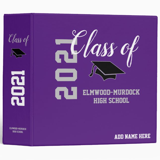 Purple Personalized Album Senior Class 2021 3 Ring Binder (Front/Spine)