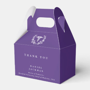 Purple Personalized Caduceus + Laurel Wreath Favor Boxes