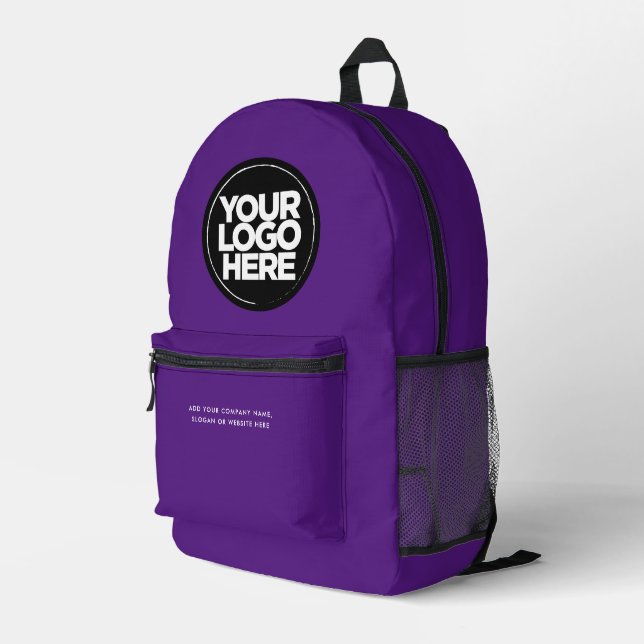 Purple | Personalized Corporate Logo and Text Printed Backpack (Back Corner Right)