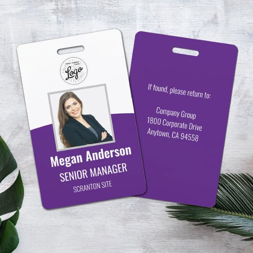 Purple Personalized Employee Photo ID Badge