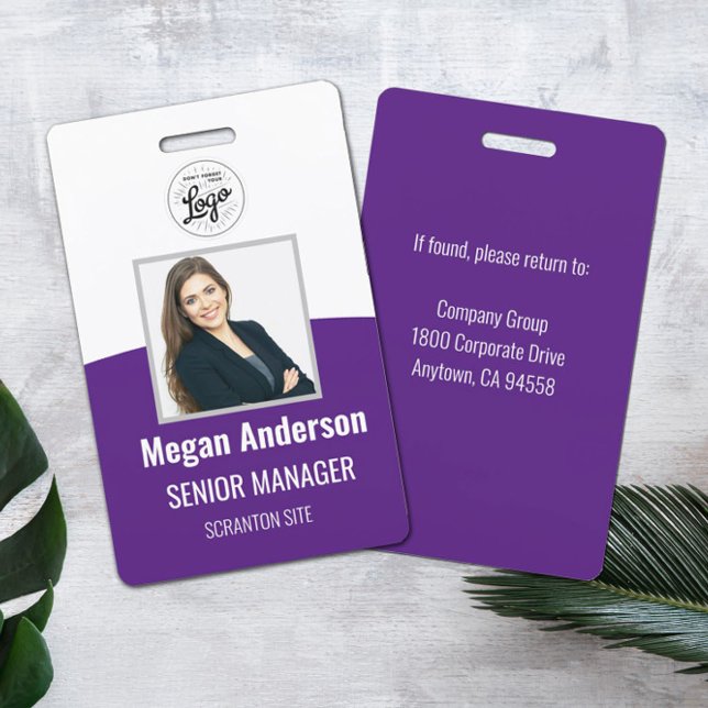 Purple Personalized Employee Photo ID Badge (Creator Uploaded)