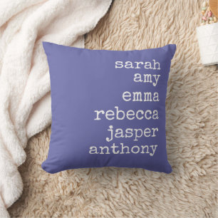 Purple Personalized Family Names Monogram  Throw Pillow