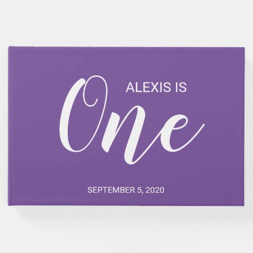 Purple Personalized First Birthday Guestbook