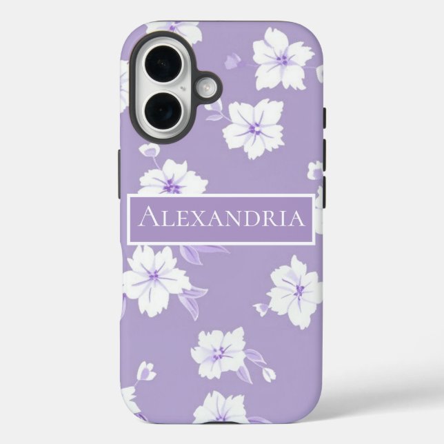 Purple Personalized Floral Phone Case (Back)