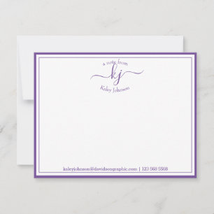 Purple Personalized From The Desk Of Note Card