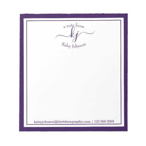 Purple Personalized  From The Desk Of Notepad