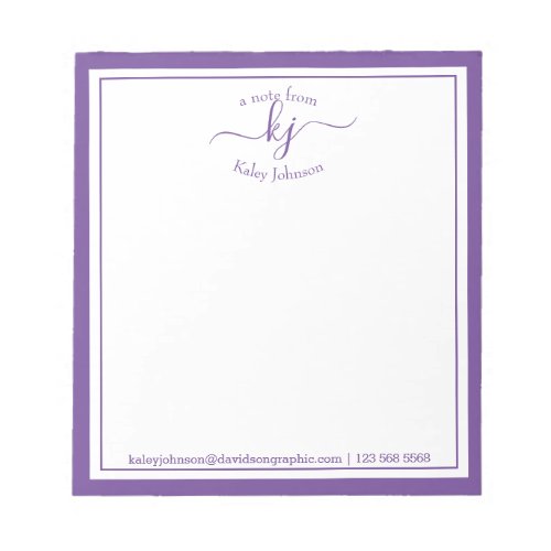 Purple Personalized  From The Desk Of Notepad