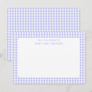 Purple Personalized Gingham Note Card