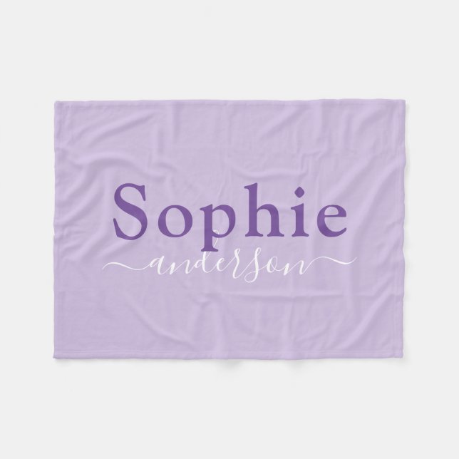 Purple personalized girl fleece blanket (Front (Horizontal))
