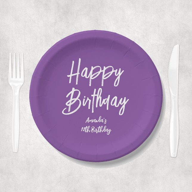 Purple Personalized Girl Happy Birthday Party Paper Plates (Purple Personalized Girl Happy Birthday Party Paper Plates
)