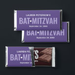 Purple Personalized Girls Bat Mitzvah Hershey Bar Favors<br><div class="desc">Custom Bat Mitzvah Hershey's chocolate bar favors are designed to resemble the classic style of the iconic chocolate brand. Design features "Bat Mitzvah" in bold text with cute heart accent and wording that can be personalized with your daughter's name, the event date, and a simple thank you message on the...</div>