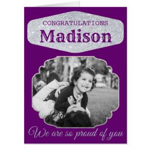 Purple Personalized Glitter Graduation Giant Card