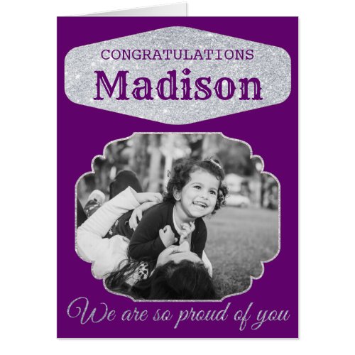 Purple Personalized Glitter Graduation Giant Card