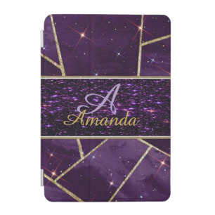 purple personalized glittery spiral Notebook iPad Mini Cover