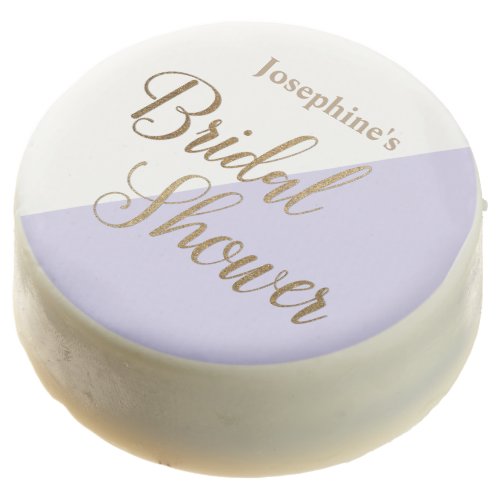 Purple Personalized Gold Script Bridal Shower  Chocolate Covered Oreo